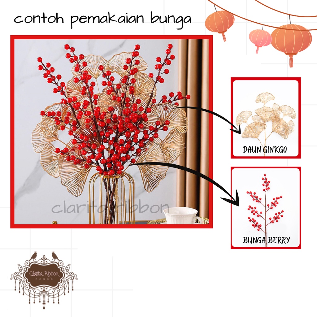 bunga ginkgo emas/ bunga artifical/ bunga imlek