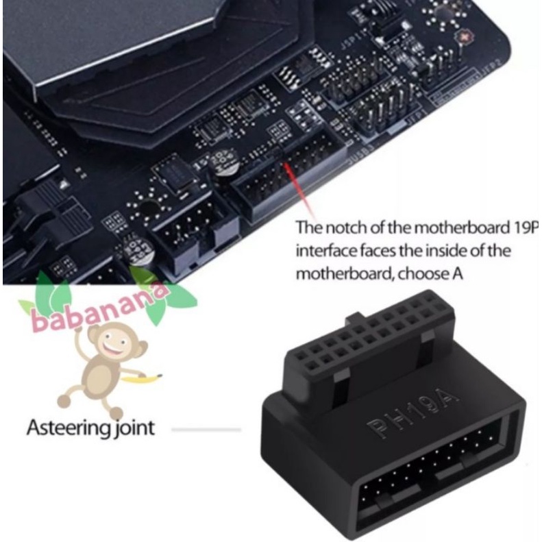 USB 3.0 20pin 19pin down siku 90 degree elbow motherboard black A