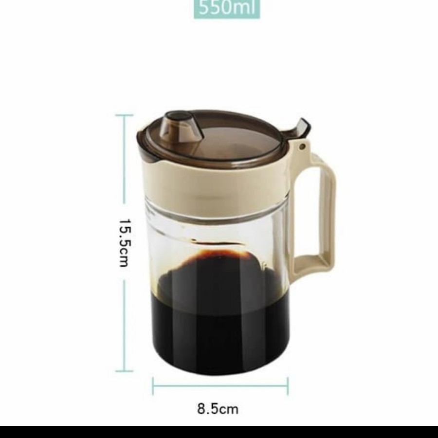 【GOGOMART】Botol Kaca Tempat Minyak Goreng / Oil Pot Kecap Dapur Teko Wadah Isi Ulang Corong - 580ml