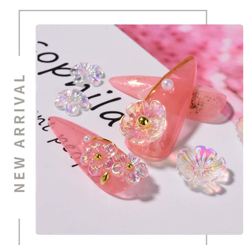 AUGUSTINA Augustina Dekorasi Nail Art Transparan Aurora Perhiasan Kuku Resin Rhinestones Manicure Aksesoris