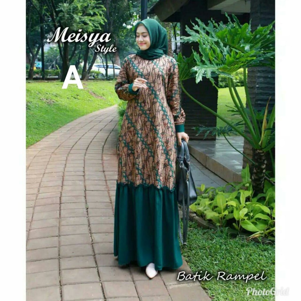 Gamis Batik Rempel Busui Friendly Kombinasi Wollycrepe Halus