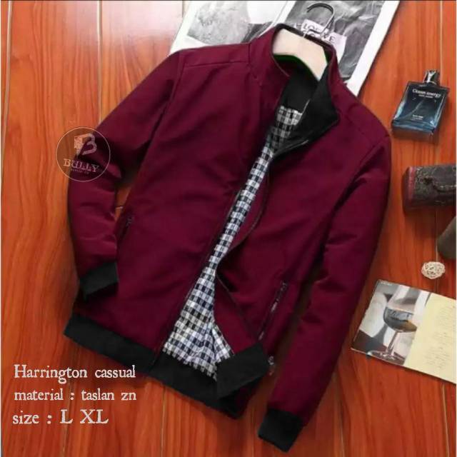 Jaket Harington Cassual Pria Jaket Harington Rider Pemotor/Bomber Motif Harington Bahan Taslan/Jaket