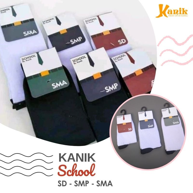 Kaos Kaki Anak Sekolah SD SMP SMA - Kanik School Putih Hitam