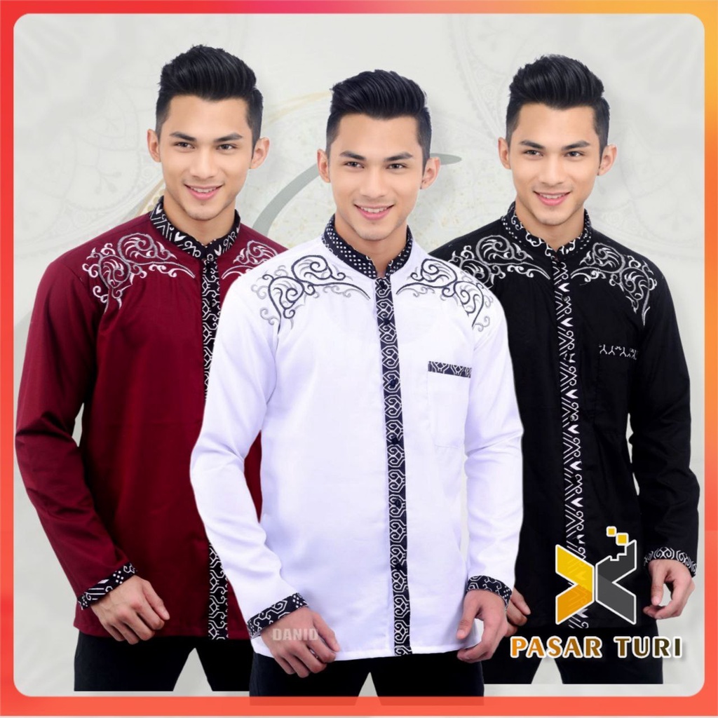 ( TERBARU ) Baju Koko Kurta Dewasa Lengan Panjang Pria Muslim Terbaru Motif Batik PasarTuri Sayap