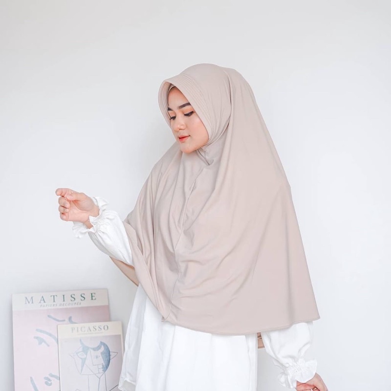 Bergo Hamidah Hijab Instan SPANDEK JERSEY UKURAN L