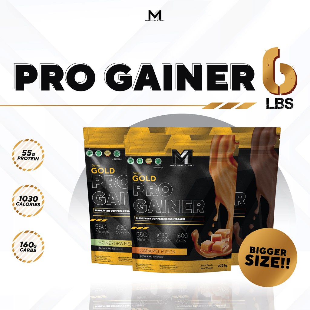 Muscle First Pro Gainer 6lbs / 2.7 kg Gold series MuscleFirst M1 Nutrion BPOM HALAL Mass Bisa COD