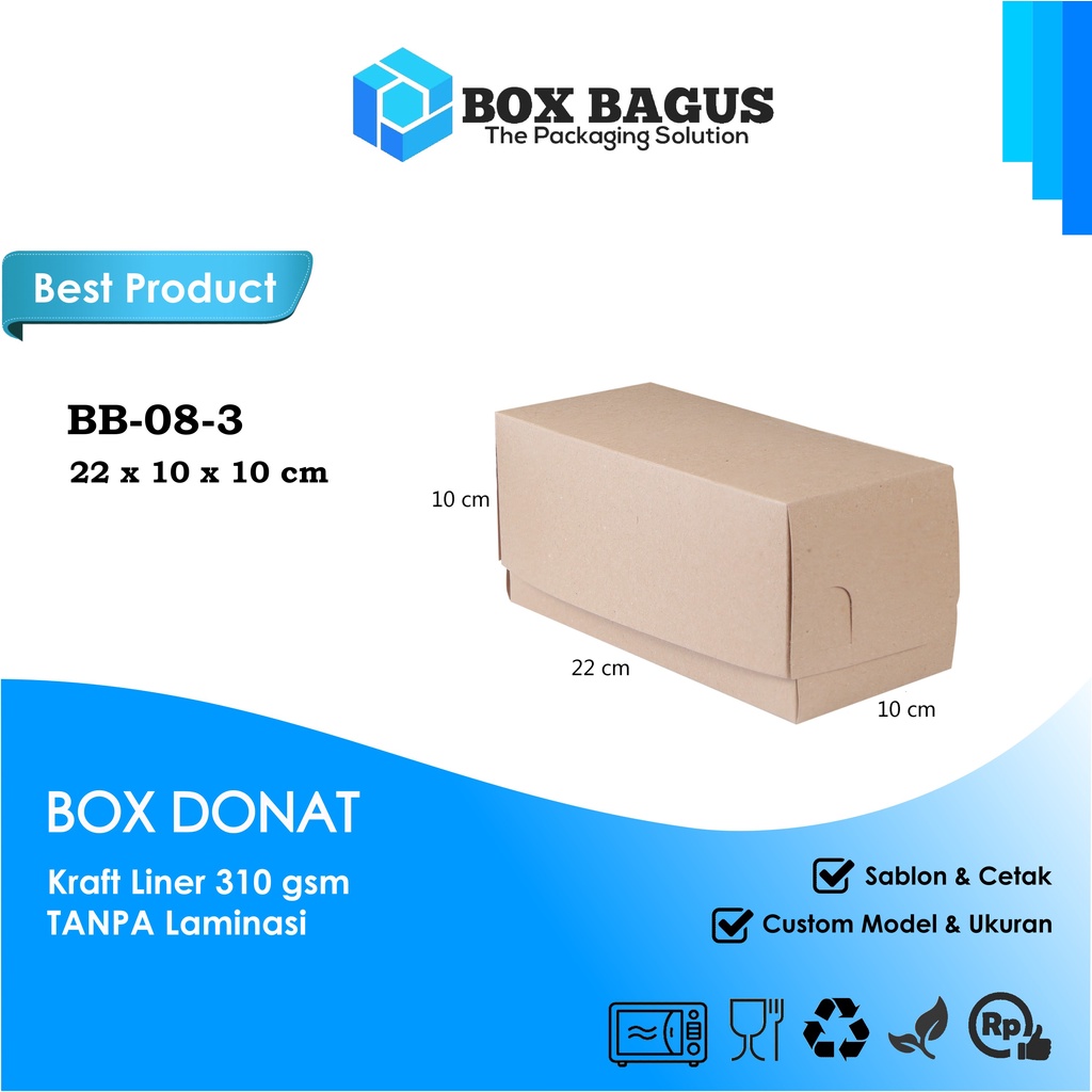 BOX DUS 22x10x10 KRAFT 310 GSM - KOTAK HAMPERS ROTI BAKAR DONAT BOMBOLONI BOLU GULUNG