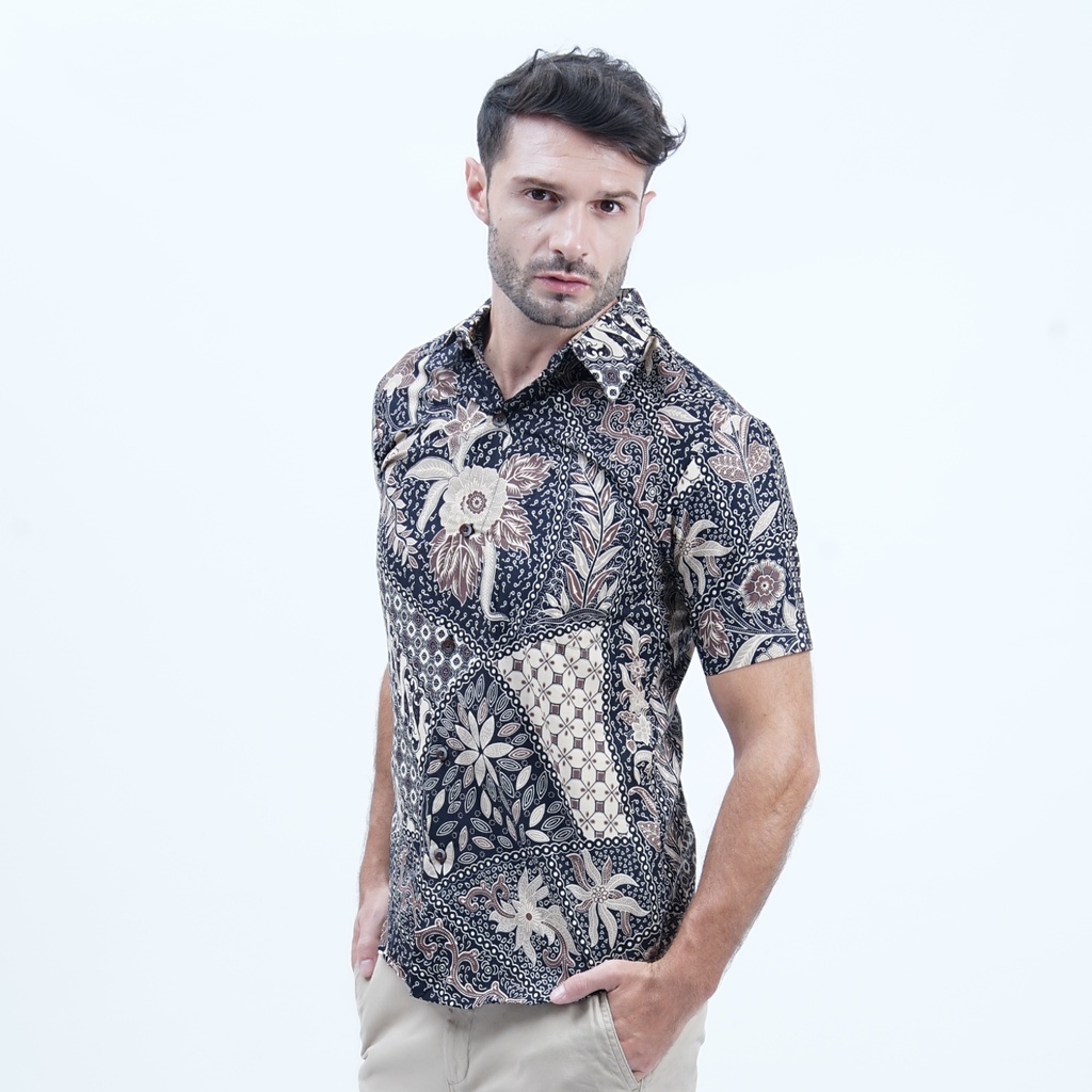 Jual Hem Slimfit Batik Pria Lengan Pendek Atasan Pria Rianty Gesra