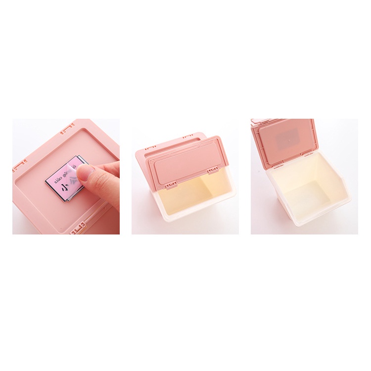 Cartoon Pink/Purple Plastic Desktop Stationery Washi Tape Storge Box Case