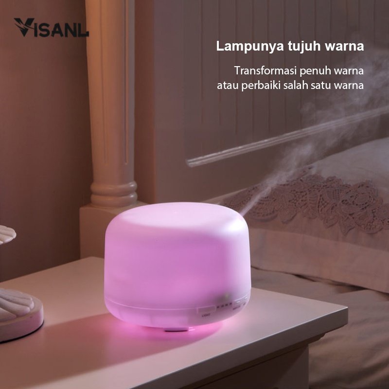 Humidifier Diffuser Air Alat Aromaterapi 2 Pilihan Ukuran 300ML Dan 500ML Model Alas Dengan Remote Dan 7 Warna LED