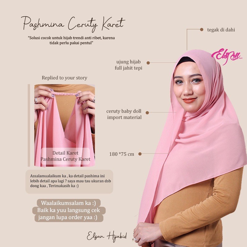 CUCI GUDANG Pashmina Ceruty Baby Doll Karet (SALE CUCI GUDANG)