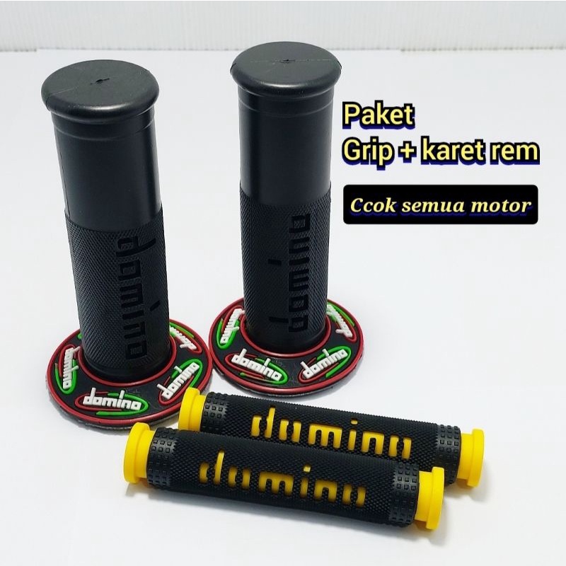 Paket 2 item Grip Handgrip Domino Motor + Plus Karet Handle Rem Jari Motor Universal Semua Motor