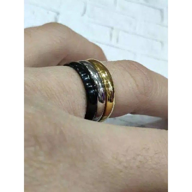 cincin titanium stainless steel, cincin couple, cicin kawin, silver gold black harga/pcs