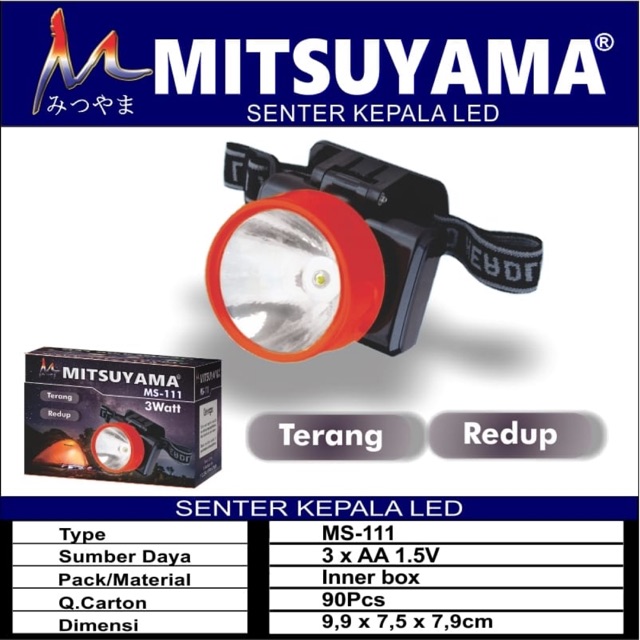 Senter Kepala LED Baterai Murah MS-111BAT Mitsuyama