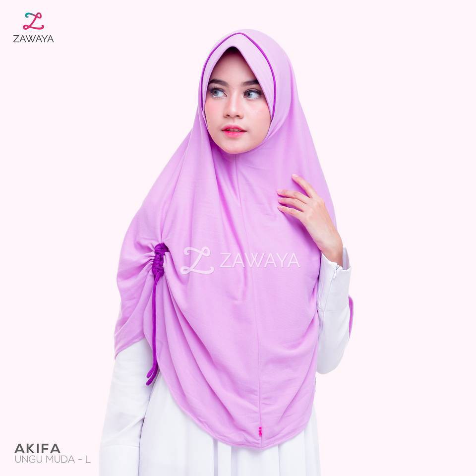 AKIFA- Jilbab kaos Serut Samping dengan List