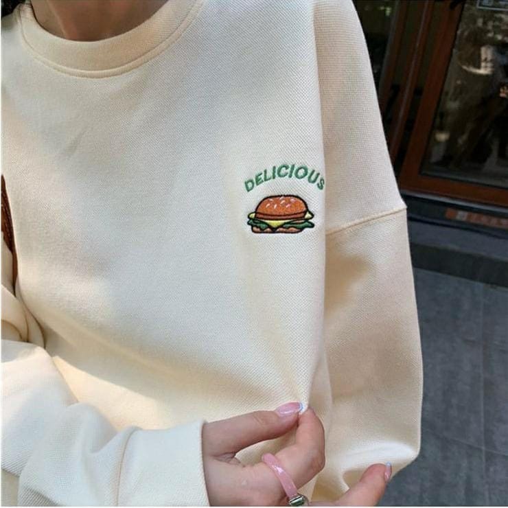 SWEATER BORDIR WANITA DELICIOUS PETTY - CREWNECK TEBAL KEKINIAN PREMIUM