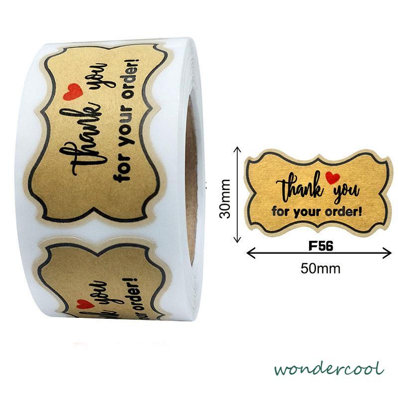 Terima Kasih Kertas Kraft Bulat Stiker Roll Stiker Cinta Amplop Dekorasi Pernikahan-Won