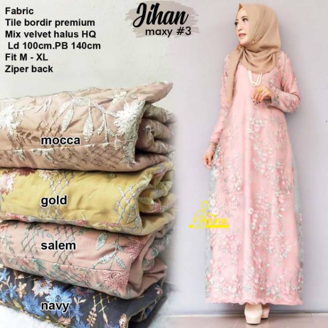 Jihan Maxy/ Dress Wanita Muslimah/ Fashion Hijab/ Model Kekinian/ Nyaman/ Banyak Varian/ Murah