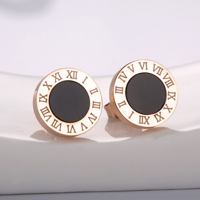 AT003 Anting Tusuk Model  BULAT HITAM Anting Tusuk Wanita bulat