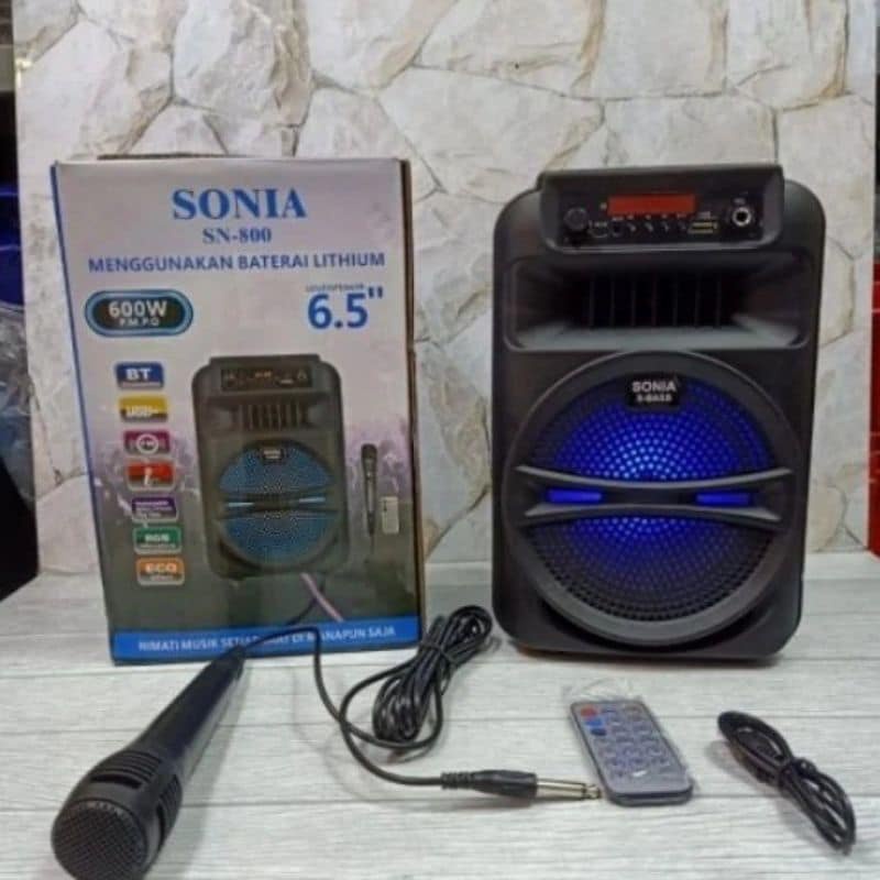 SPEAKER BLUETOOTH SONIA SN-800 / SN 800 / SN800 BONUS MIC KARAOKE &amp; REMOTE CONTROL