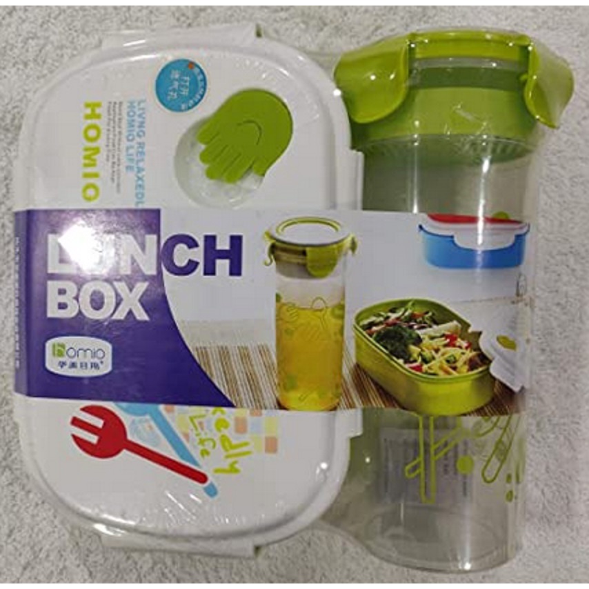 Paket lunch box (kotak tempat makan) + botol minum homio bpa free