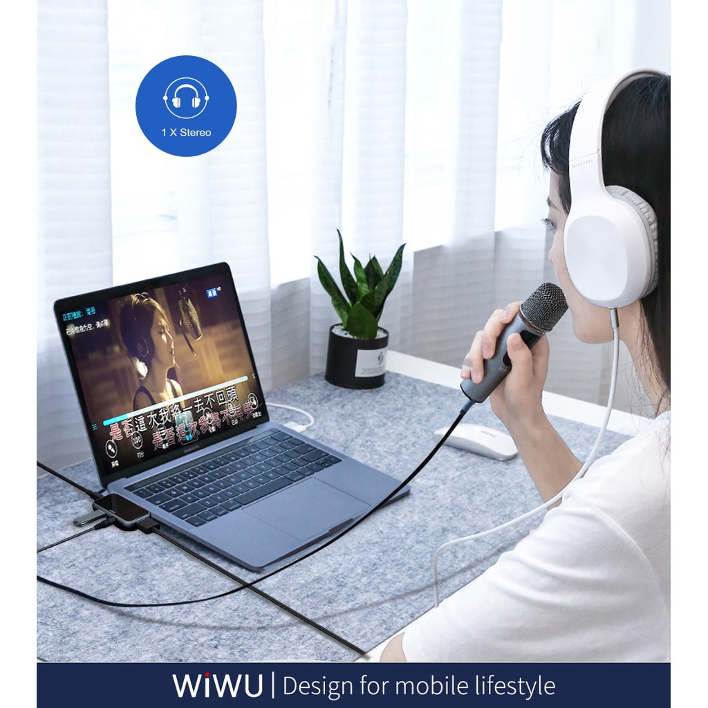 AKN88 - WIWU ALPHA T5 PRO - 4 in 1 USB-C Hub - USB 3.0 - HDMI - 3.5MM - USB-C