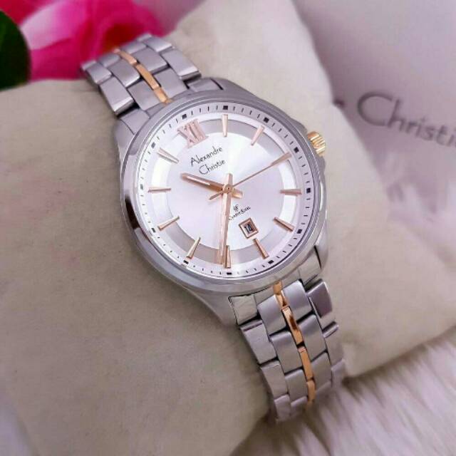 Jam Tangan Wanita/pria Alexandre Christie Rantai Silver gold tgl Ac8530 Original