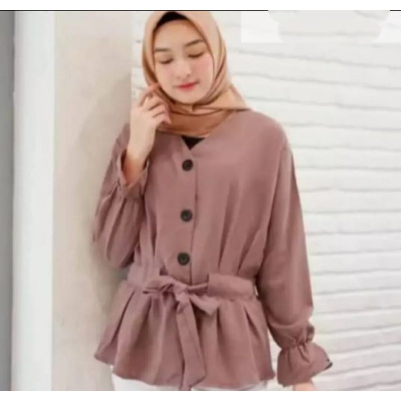 kemeja polos akira/ kemeja tali depan