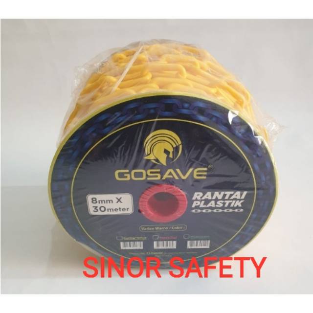 Per Roll Plastic Chain RANTAI PLASTIK SAFETY TRAFFIC CONE KUNING 8MM X 30Mtr GOSAVE