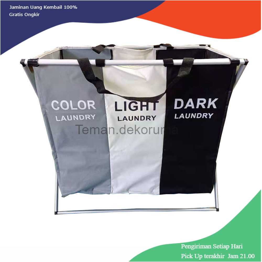 TD-AI04 X Shape Keranjang Penyimpanan Pakaian Kotor Three Grid Laundry - NE430