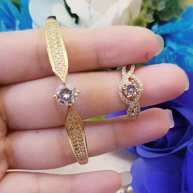 Xuping gelang dan cincin lapis emas 24k 0408f