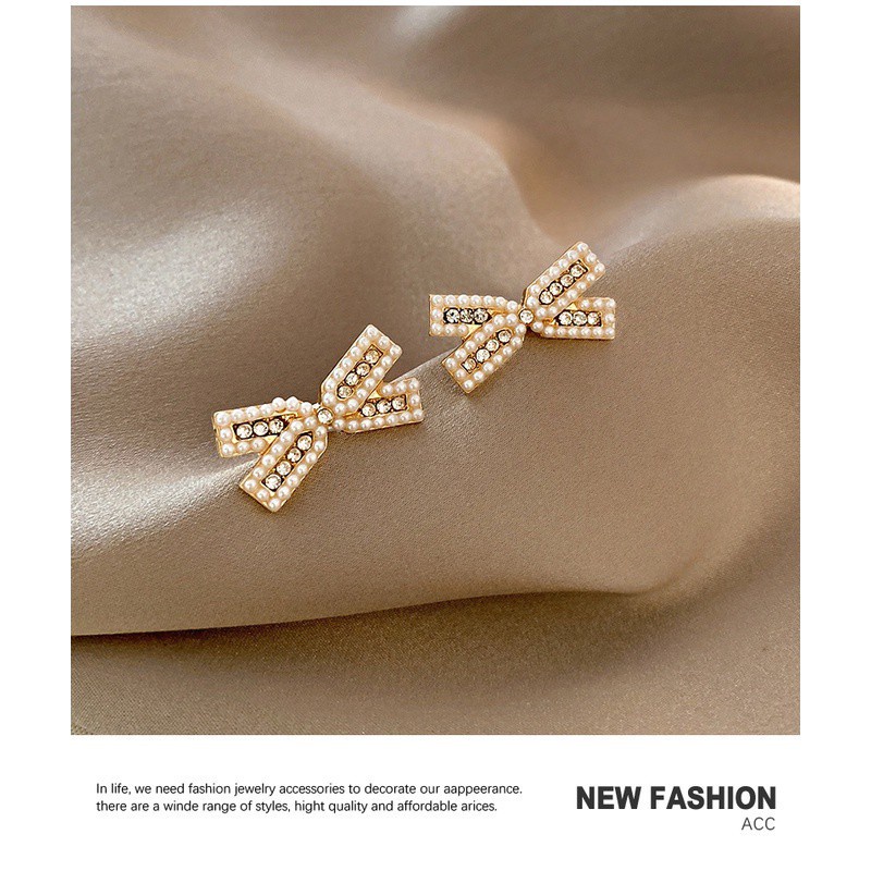 Anting Tusuk Sterling Silver 925 Desain Pita Hias Zircon Gaya Korea Untuk Wanita