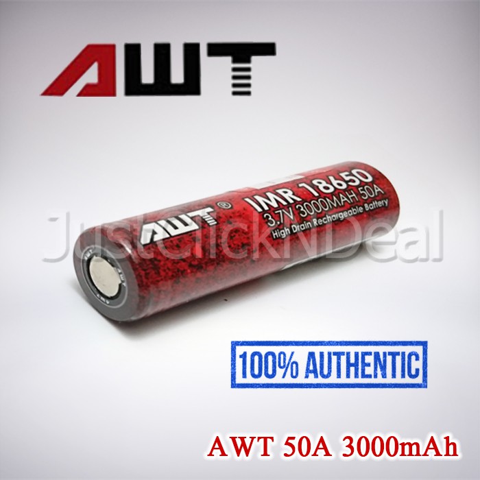 Baterai 18650 AWT 50A 3000mAh Authentic 100% Oten Original Ori