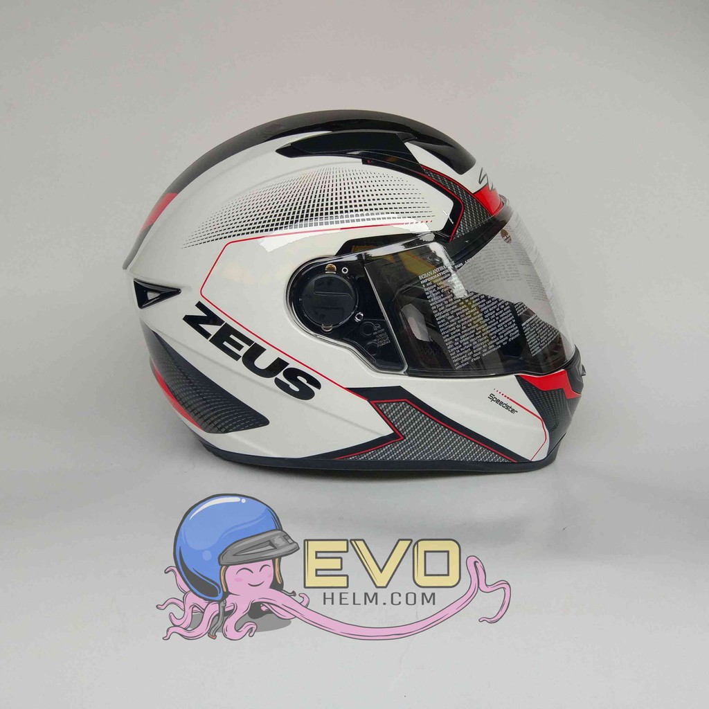 HELM ZEUS FULL FACE HELM ZEUS FULL FACE HELM ZEUS ZS - 811 WHITE AL6 BLACK RED - FREE SMOKE VISOR ZEUS ORIGINAL ( ONGKIR 2KG )