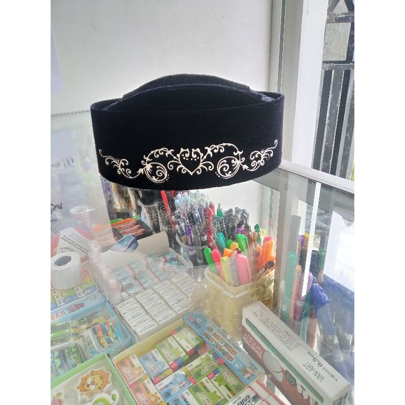 songkok lukis Batik putih  jenis susun modern, peci NU, kopiah ipnu nasional