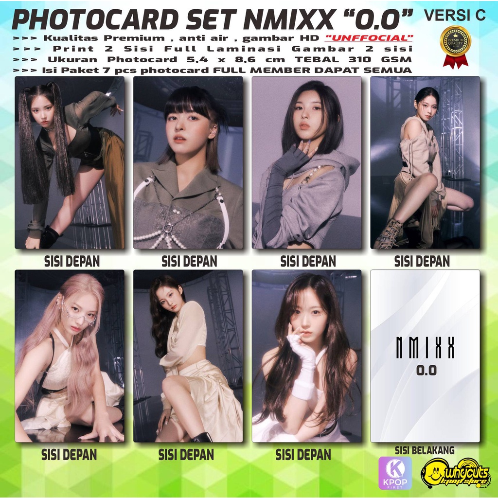 PHOTOCARD SET PC KPOP PREMIUM NMIXX &quot;ALBUM O.O&quot; / PRINT 2 SISI FULL LAMINASI SUPER GLOSSY / ISI 7 PCS SEMUA MEMBER