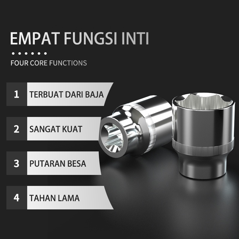 ISKU Mata sok 1/2 6pt Mata Shock Cr-V Mata Shock 22 Kualitas tinggi, kuat dan tahan lama Penggantian Seumur Hidup Mata Sok Impact