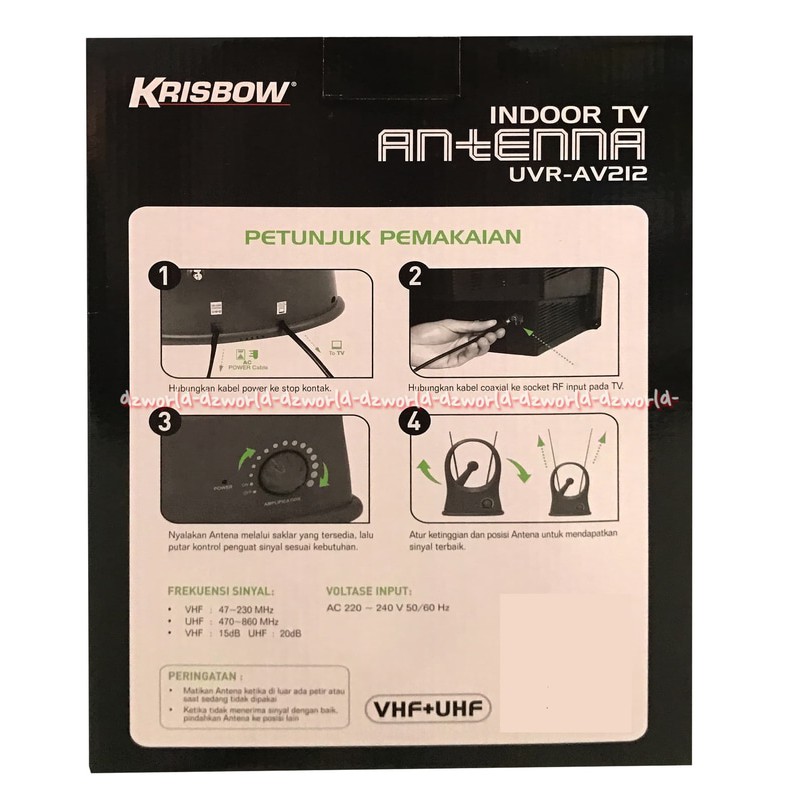 Krisbow Indoor Tv Antena AV-212 Antena dalam Ruangan Kabel