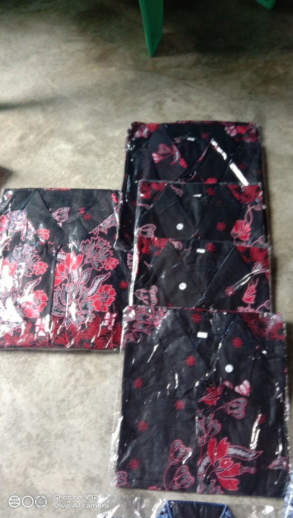 Batik Couple Keluarga Sania Ruffle Ori Ndoro Jowi Dnt Motif Sakura Merah