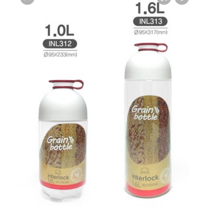 Lock n Lock Interlock Grain Bottle 1L 1.6L / Wadah Beras biji-bijian Lock &amp; Lock / Toples pasta INL312 INL313