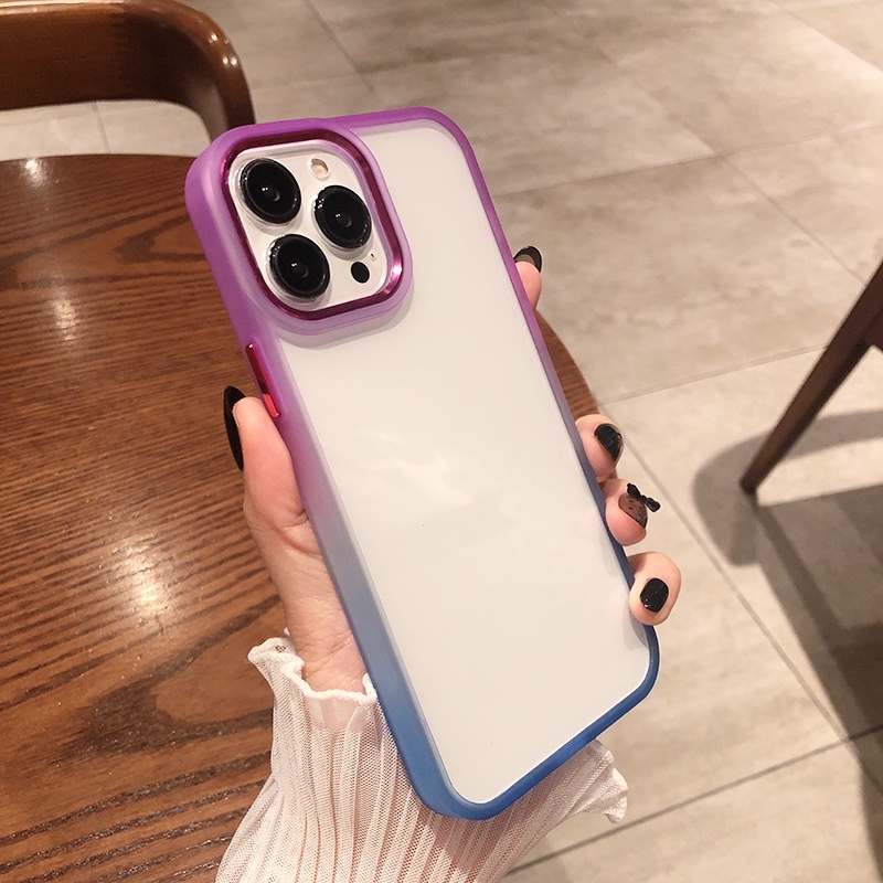 Case Silikon Transparan Dengan frame Metal Untuk iPhone 13 Pro Max 12 Pro Max