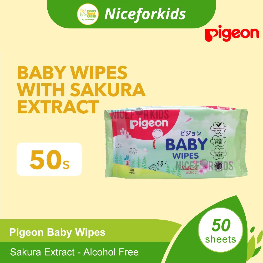 Pigeon Baby Wipes Sakura 50's / Tisu Basah Bayi Sakura 50's