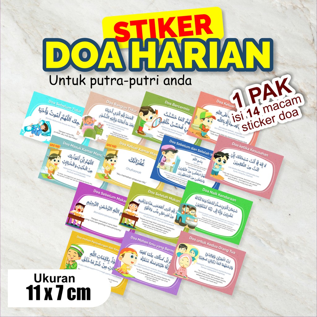 

Stiker Doa Sehari hari untuk anak 1 Pak isi 14 Stiker + Bonus