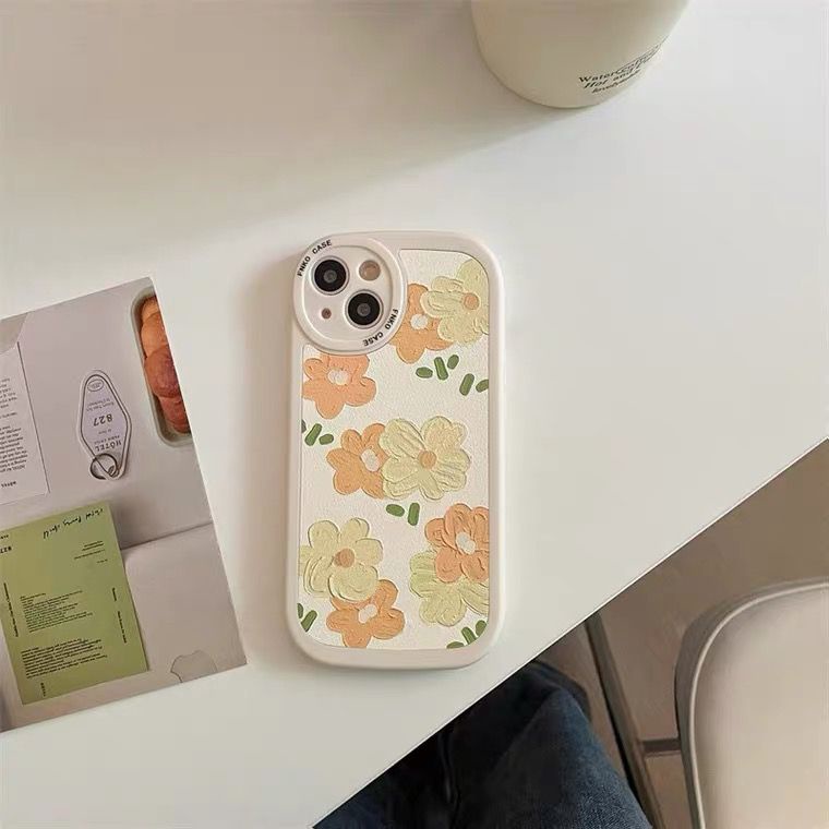 [TPC] Phone Case IPHONE 6 6S 7 8 PLUS X XS MAX XR 11 12 13 PRO MAX Orange Flower Casing Lucu Korean IP025