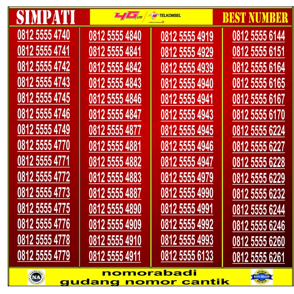 NOMOR CANTIK SIMPATI 4G 5555 H200