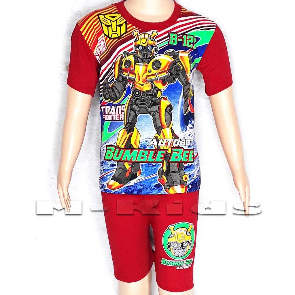 MKids88 - Baju Setelan Kaos Anak Laki-Laki Superhero Karakter BUMBLE BEE