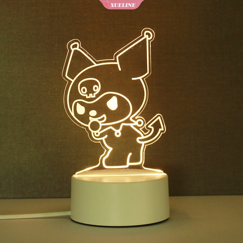 Lampu Malam Led 3D Model Hello Kitty / My Melody Berubah Warna Tenaga Baterai Usb Untuk Dekorasi