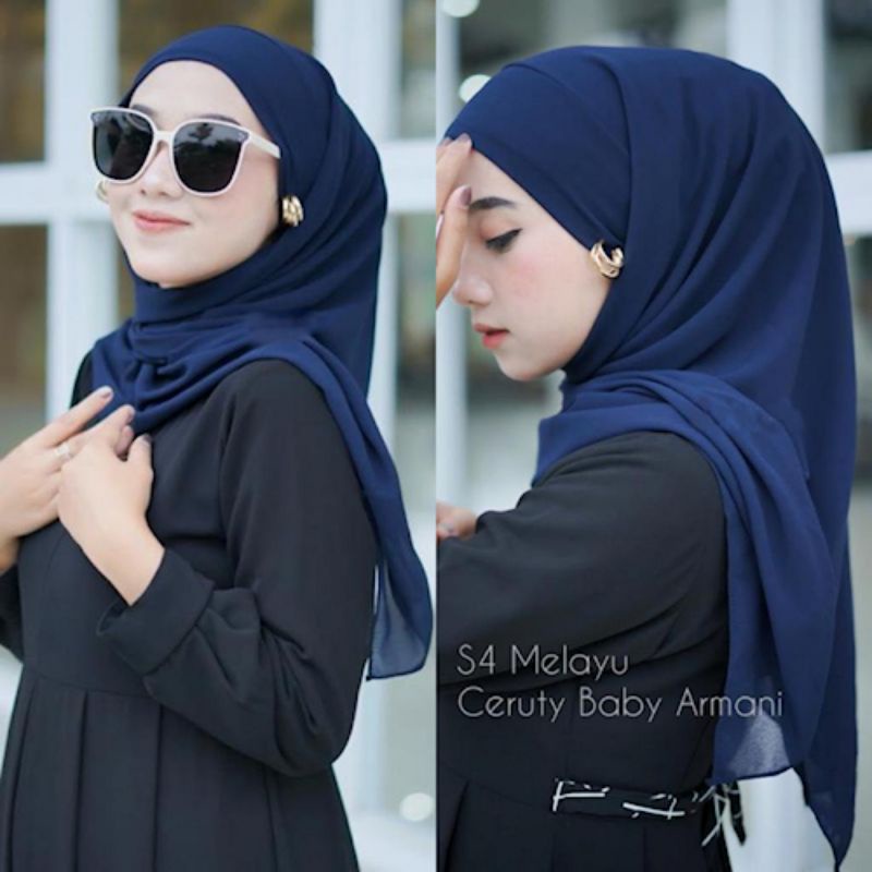 (COD)Hijab Jilbab Daily Instant Segitiga Malay / Segi Empat Malay Tali Instan Melayu Malaysia Ceruty