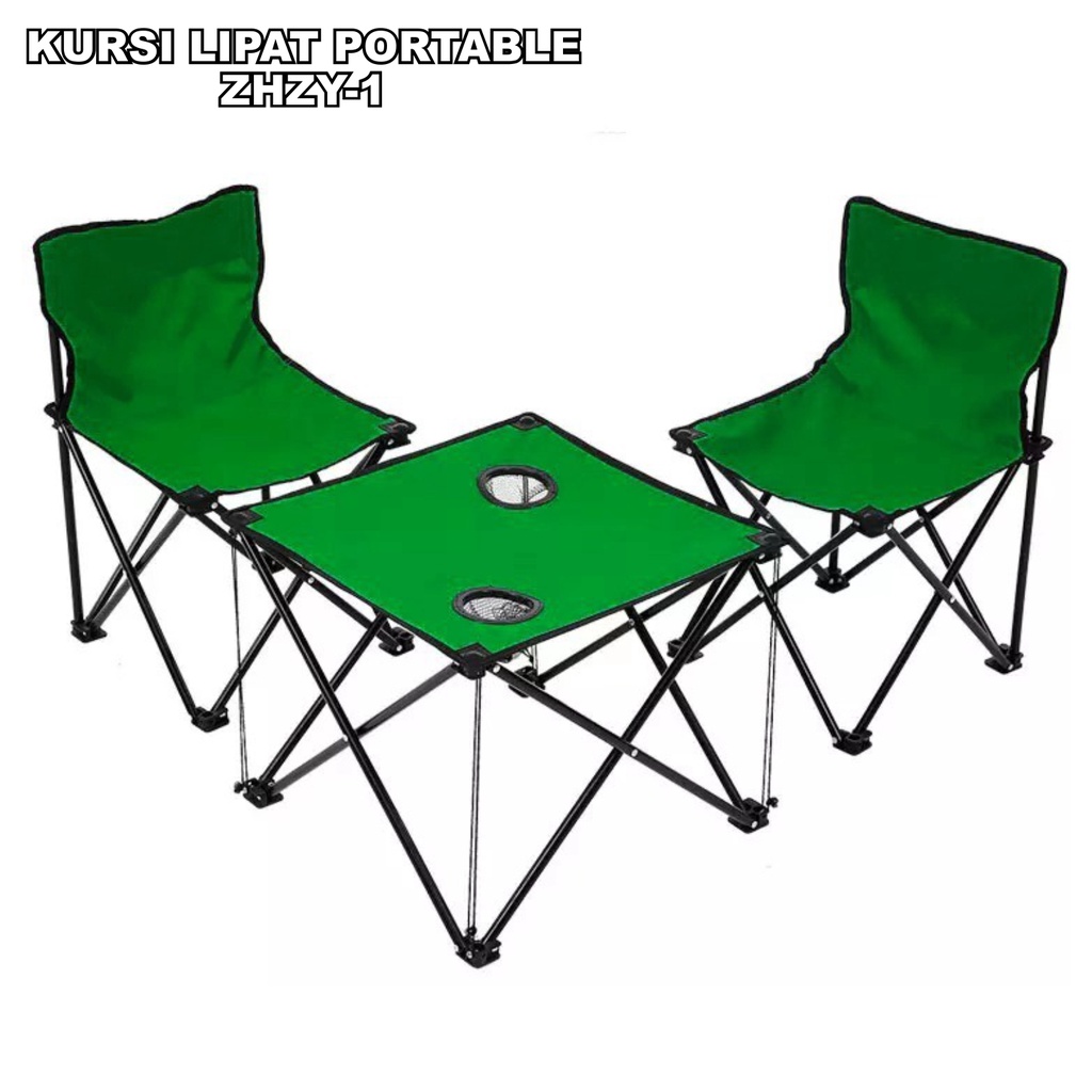 Set Kursi Lipat Folding Chair Fold Table Meja Camping Memancing Piknik Outdoor ZHZY-1 DR88