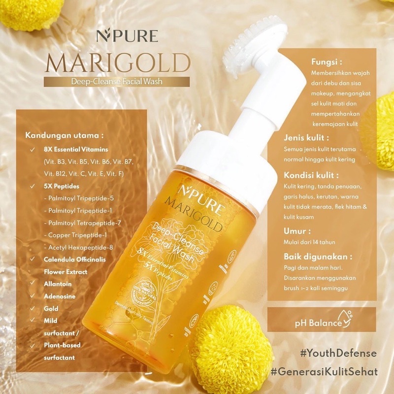 NPURE Marigold Youth Defense SERIES | Toner | Serum | Facewash | Moisturizer | Eye Cream ANTI AGING